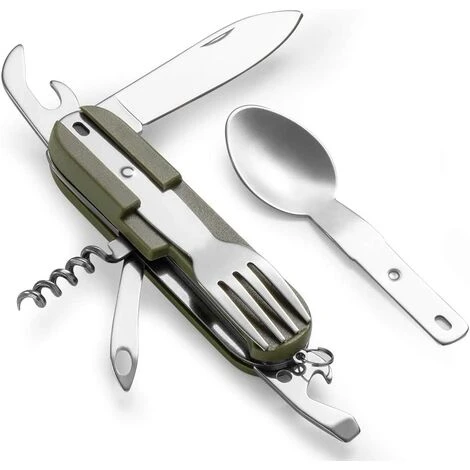 MODOU Ensemble D'ustensiles De Camping 7 En 1, Ensemble De Couteaux Fourchette Cuillère En Acier Inoxydable, Ensemble D'ustensiles De Camping Pliable, Ensemble D'ustensiles De Cuisine Multifonctions 1 MODOU Ensemble D'ustensiles De Camping 7 En 1, Ensemble De Couteaux Fourchette Cuillère En Acier Inoxydable, Ensemble D'ustensiles De Camping Pliable, Ensemble D'ustensiles De Cuisine Multifonctions