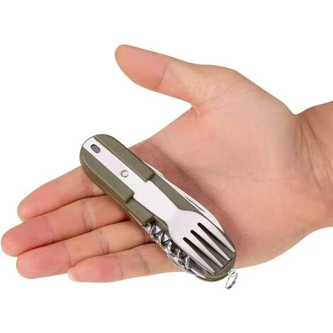 MODOU Ensemble D'ustensiles De Camping 7 En 1, Ensemble De Couteaux Fourchette Cuillère En Acier Inoxydable, Ensemble D'ustensiles De Camping Pliable, Ensemble D'ustensiles De Cuisine Multifonctions 4 MODOU Ensemble D'ustensiles De Camping 7 En 1, Ensemble De Couteaux Fourchette Cuillère En Acier Inoxydable, Ensemble D'ustensiles De Camping Pliable, Ensemble D'ustensiles De Cuisine Multifonctions – Image 4